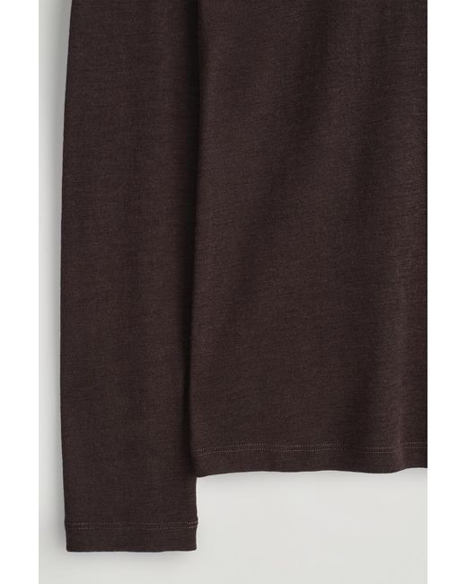 COS Brown Slim Wool-Jersey Roll Neck Top for men