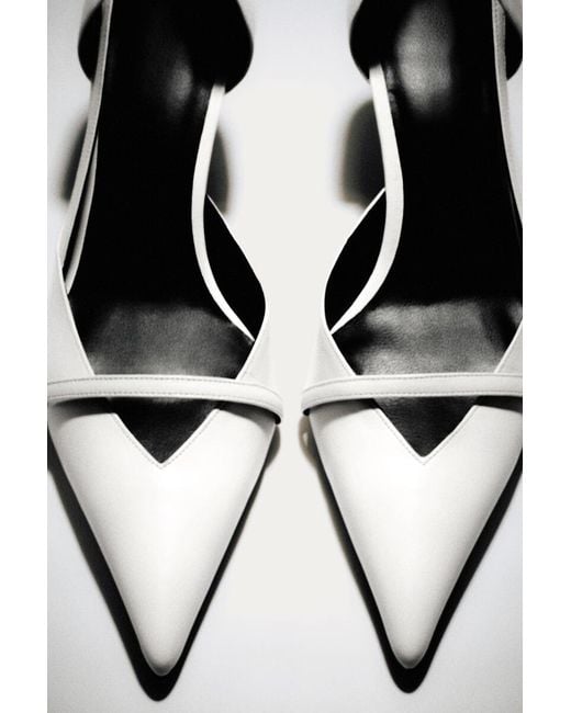 COS White Strap-Detail Leather Pumps