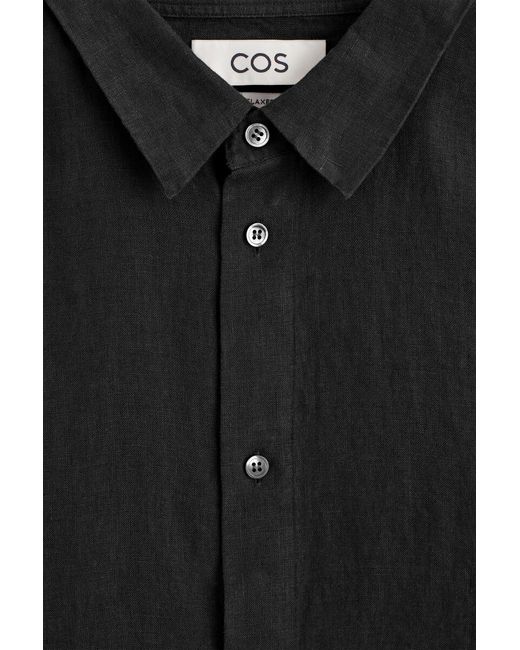 COS Black Relaxed Linen Shirt for men