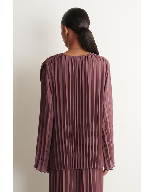 COS Red Tie-Front Pleated Georgette Blouse