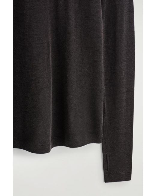 COS Black Merino Wool High-Neck Top