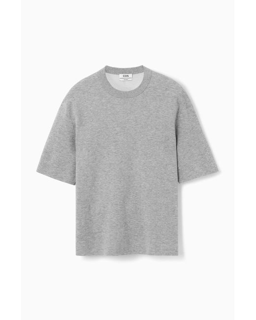 COS Gray Double-faced Knitted T-shirt for men