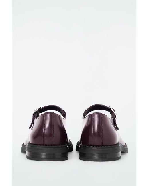 COS Red Chunky Leather Mary-Jane Shoes