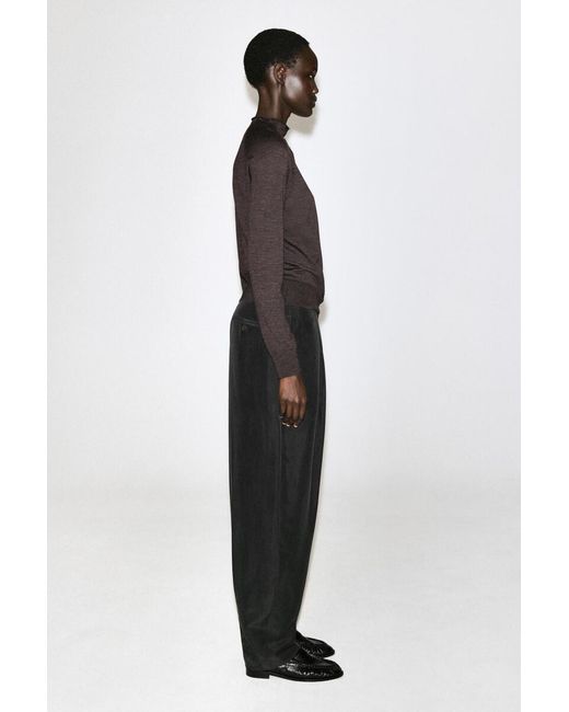 COS Black Merino Wool Funnel-Neck Cardigan