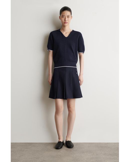 COS Blue Sailor-Collar Knitted Top
