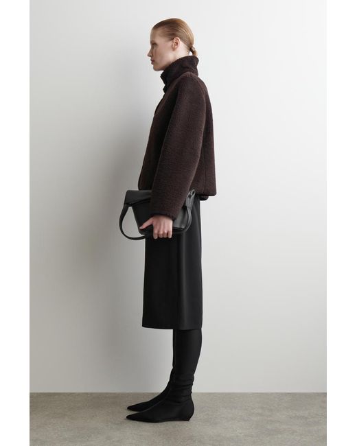 COS Black Funnel-Neck Teddy Jacket