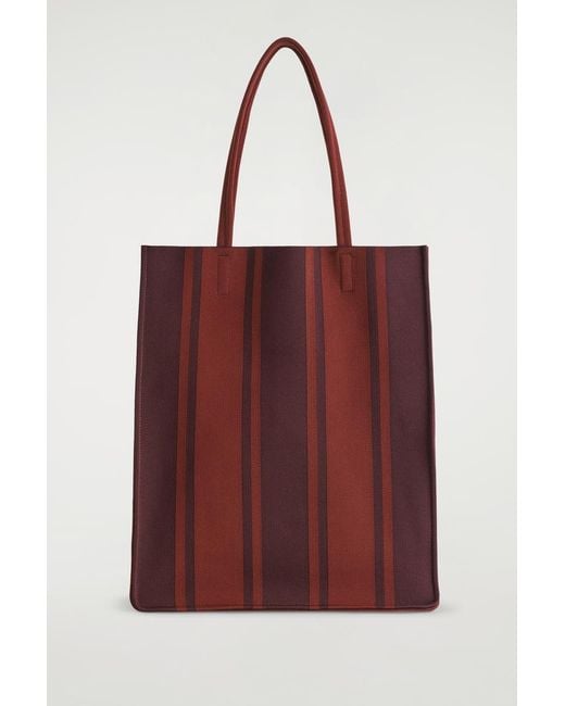 COS Red Striped Tote Bag