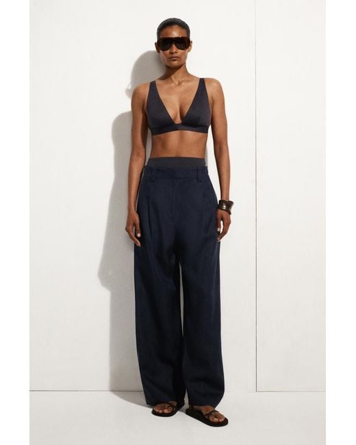 COS Blue Bonded-Scuba V-Neck Bikini Top