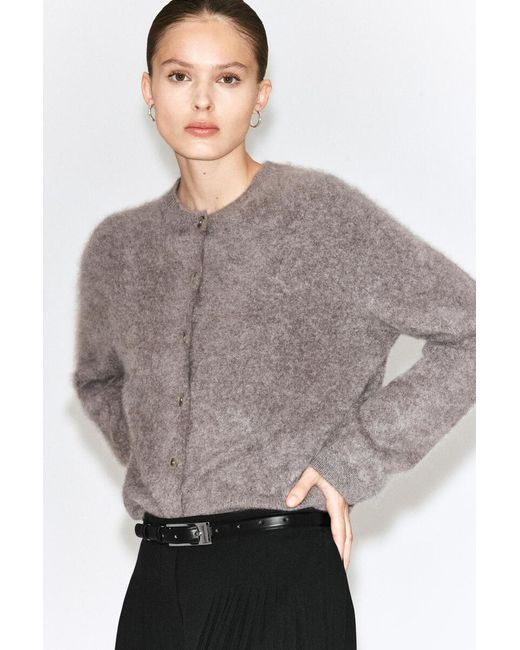 COS Natural Brushed-Cashmere Crew-Neck Cardigan
