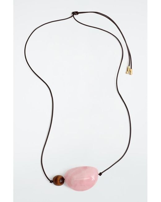 COS Pink Stone Pendant Necklace