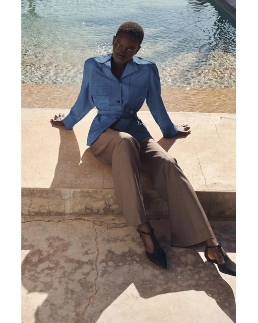 COS Gray Tailored Wool-Twill Bootcut Pants