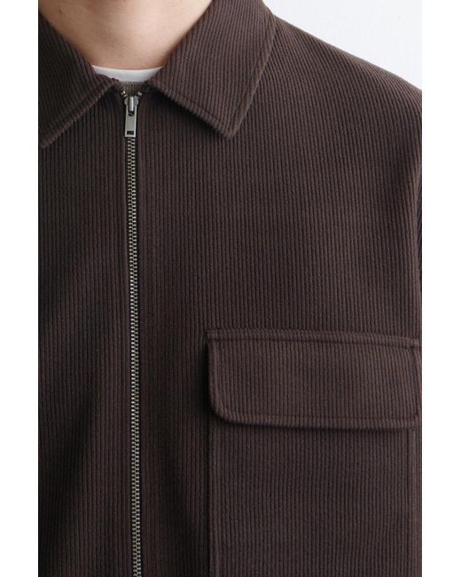 COS Brown Corduroy-Jersey Zip-Up Overshirt for men