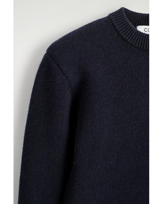 COS Blue Sculpted-Shoulder Merino Wool Sweater