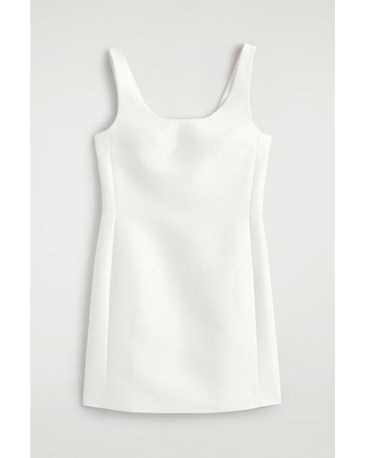 COS White Sculpted Textured Mini Dress