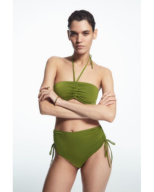 COS Green Geraffte Bikinihose Mit Hohem Bund