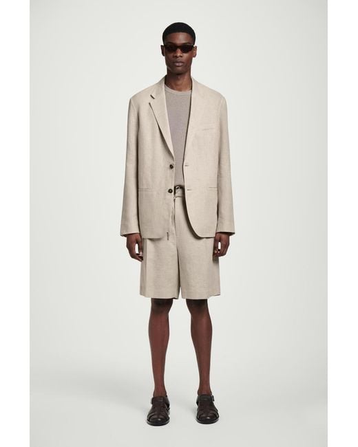 COS Natural Single-Breasted Linen Blazer for men