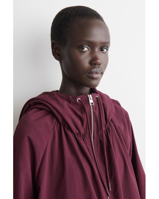 COS Purple Technical Hooded Parka Jacket