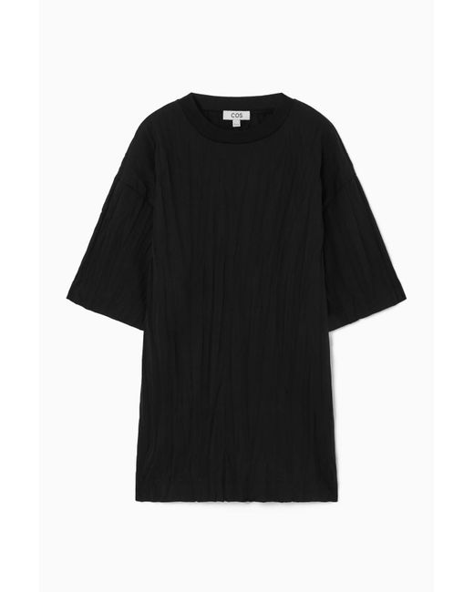 COS Black Oversized Crinkled Jersey T-shirt