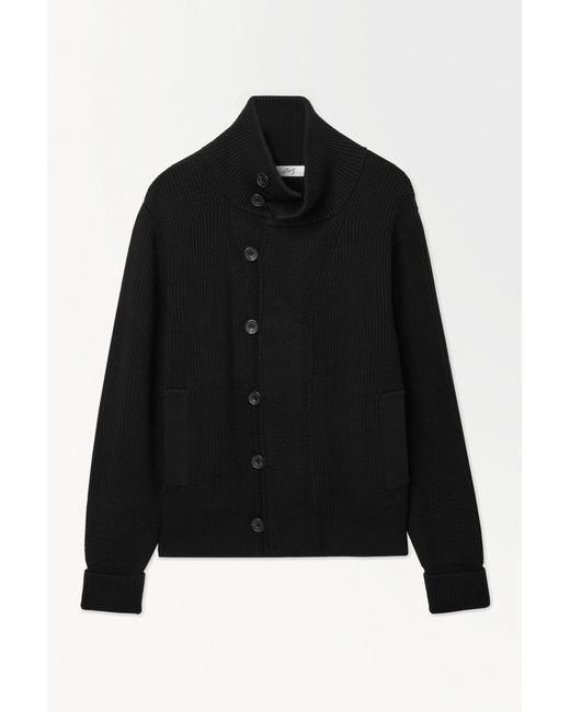COS Black The Funnel-neck Knitted Wool Jacket for men