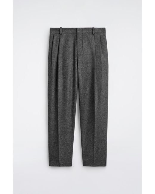 COS Gray Pleated Wool Straight-Leg Trousers for men
