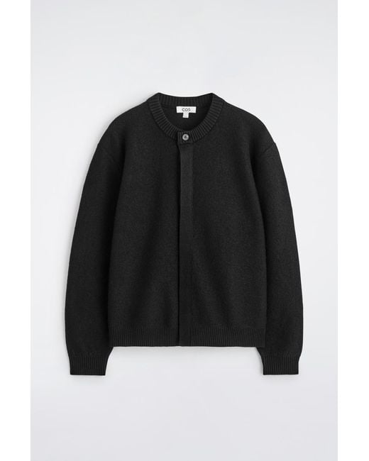 COS Black Boiled-Wool Crew-Neck Cardigan for men