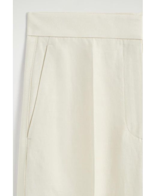 COS White Tailored Linen-Blend Straight-Leg Pants