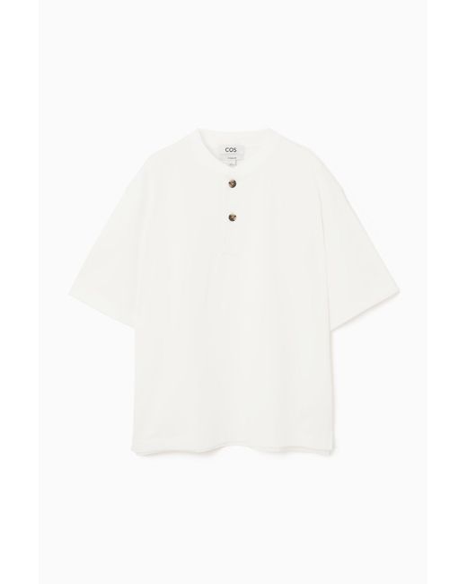 COS White Oversized Half-placket T-shirt for men