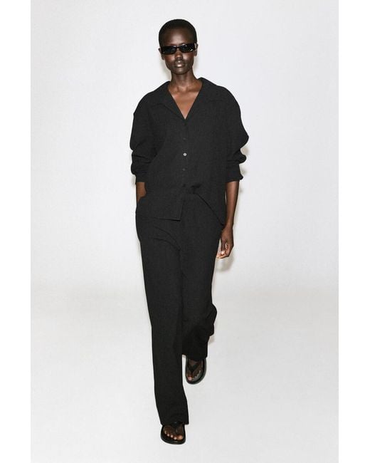COS Black Crinkled-Jersey Wide-Leg Pants