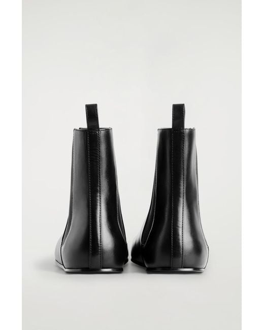 COS Black Slim Leather Boots for men