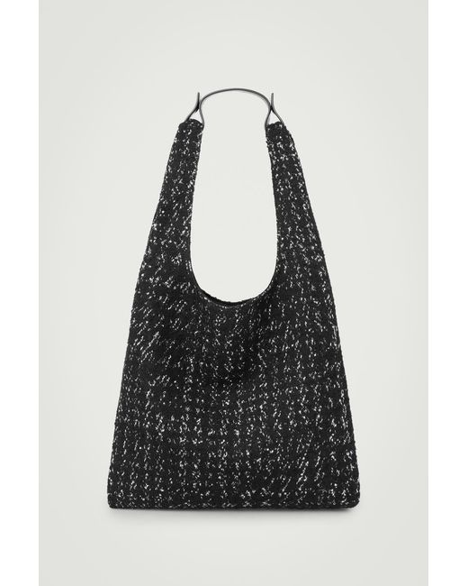 COS Black Oversized Jacquard Tote Bag for men