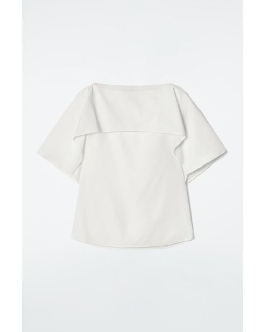 COS White Draped Cotton Top