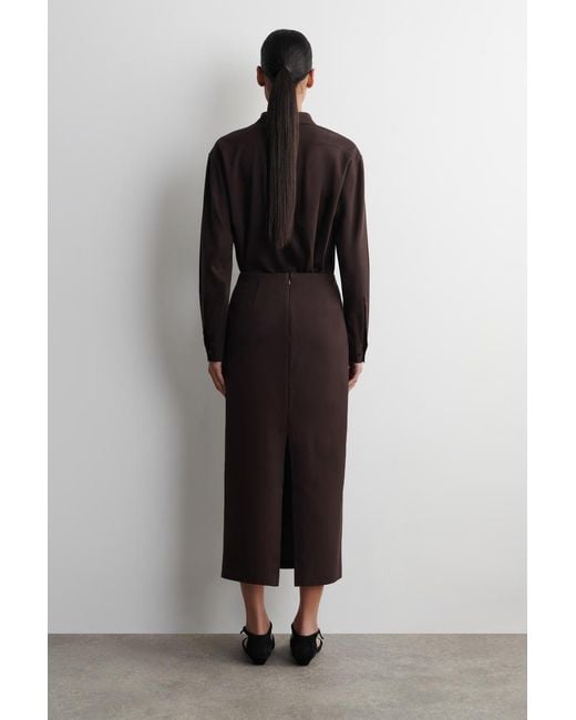 COS Black Jersey Midi Pencil Skirt