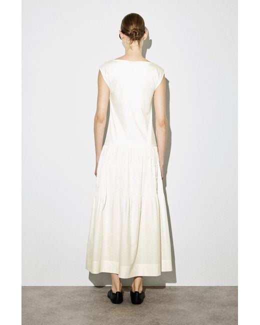 COS White Tiered Gathered Midi Dress