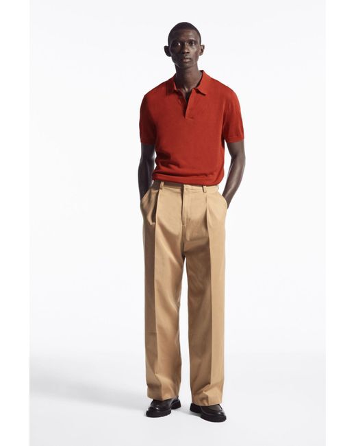 COS Natural Pleated Wide-leg Pants for men