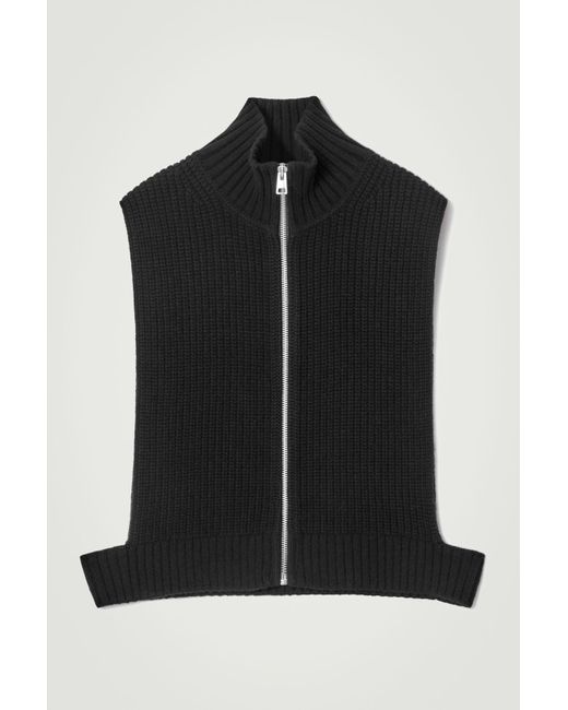 COS Black Open-side Zip-up Wool Tank for men