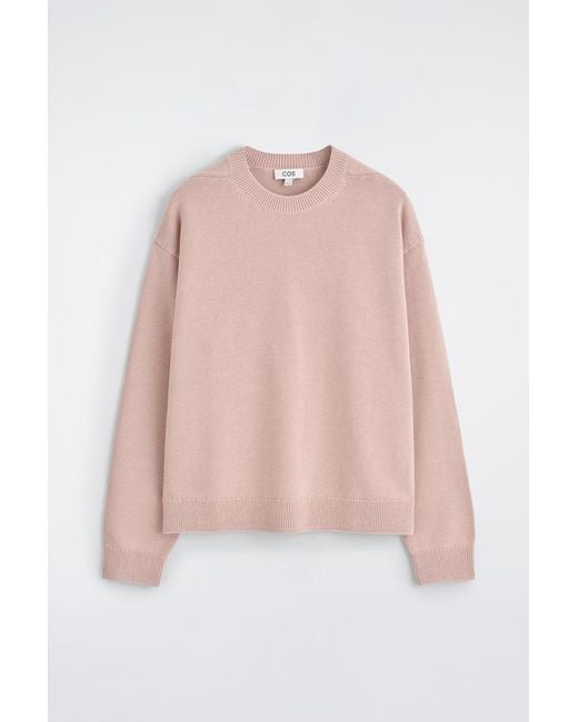 COS Pink Knitted Cotton Crew-Neck Jumper for men