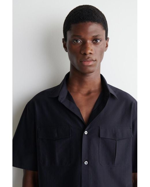 COS Blue Striped Cotton Jacquard Shirt for men