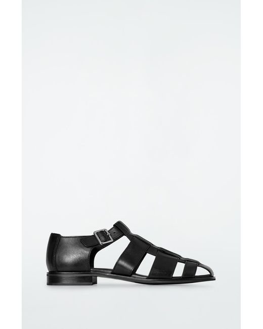 COS Black Leather Fisherman Sandals