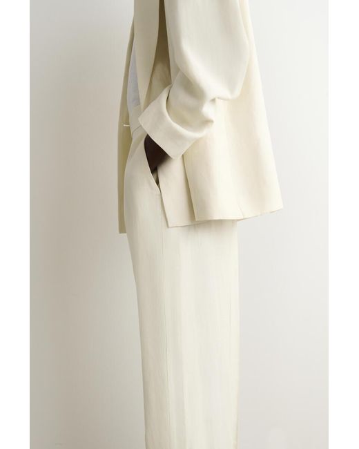 COS White Tailored Linen-Blend Straight-Leg Pants