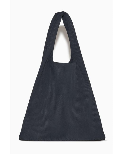 COS Blue Pleated Tote Bag