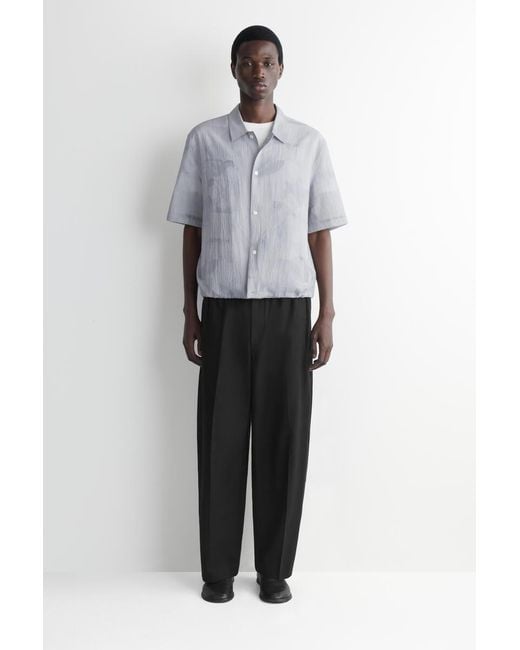 COS Gray Textured Drawstring-Hem Shirt for men