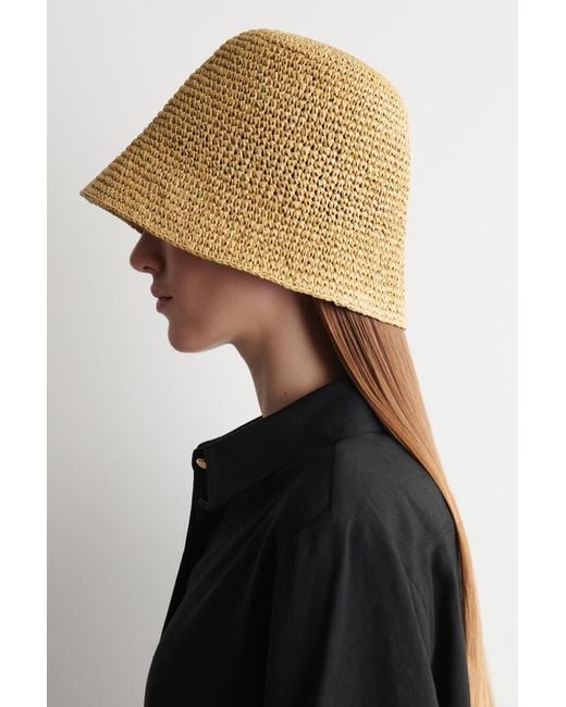 COS Natural Sculpted Straw Bucket Hat