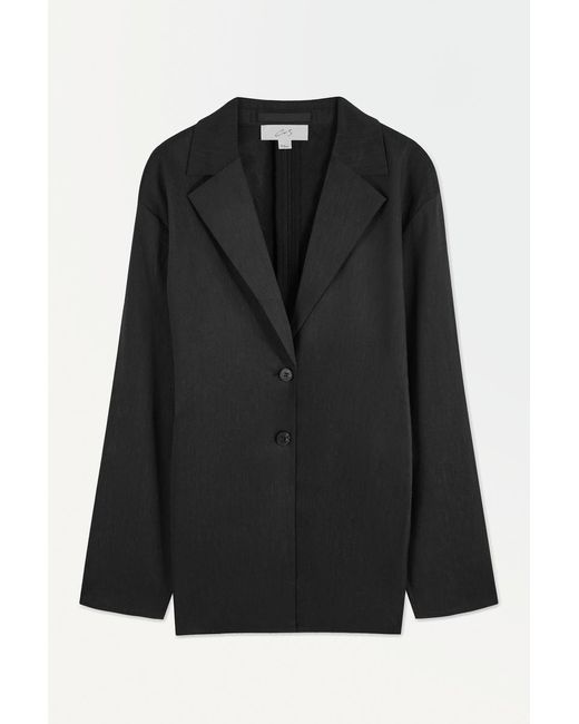 COS Black The Waisted Linen Blazer