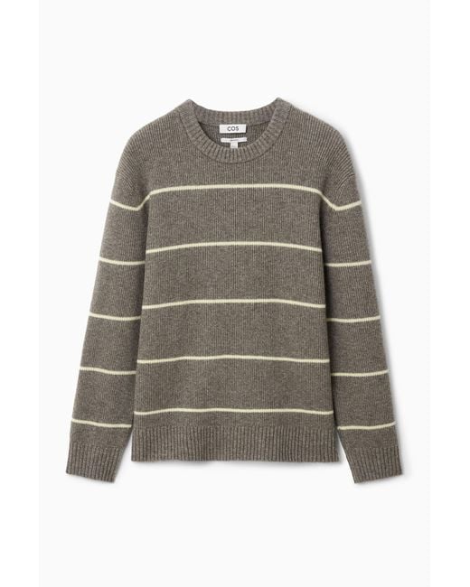 COS Gray Striped Wool And Yak-blend Sweater for men