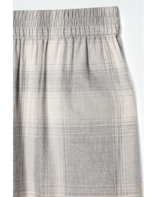 COS White Checked Flannel Pyjama Trousers In Grey