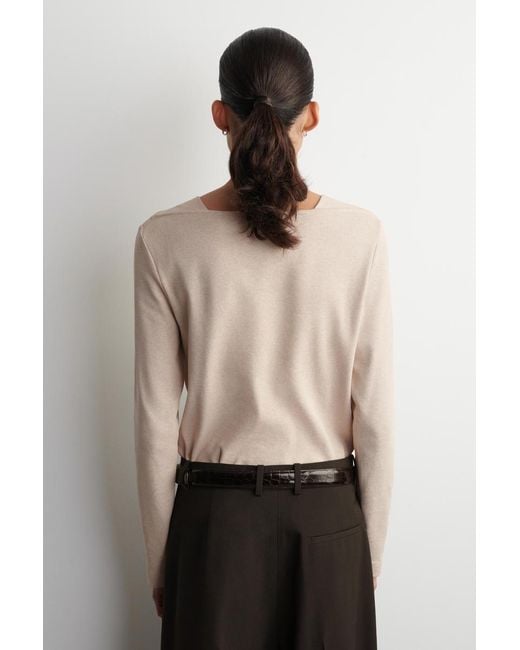 COS Natural Cotton-Jersey Long-Sleeved Top