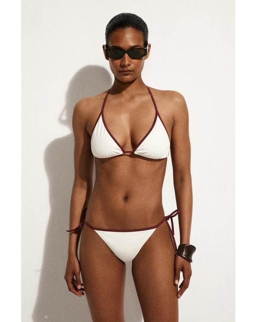 COS White Contrast-Trimmed Triangle Bikini Top