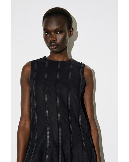 COS Black Sculpted Pleated Mini Dress