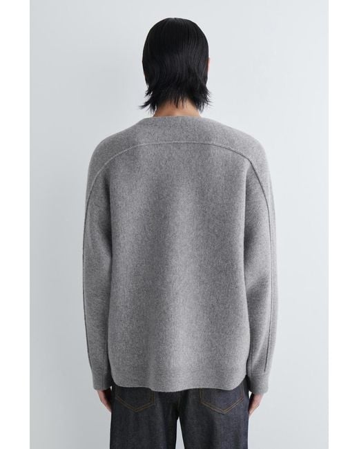 COS Gray Double-Faced Merino Wool Henley Sweater for men
