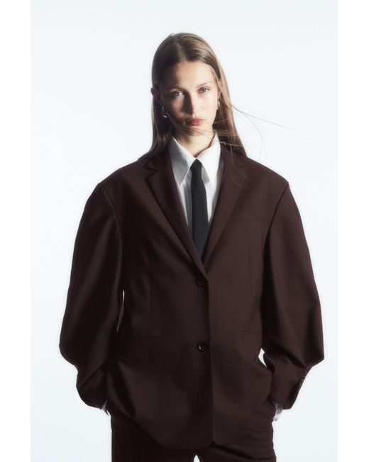 COS Brown Rounded Wool Blazer